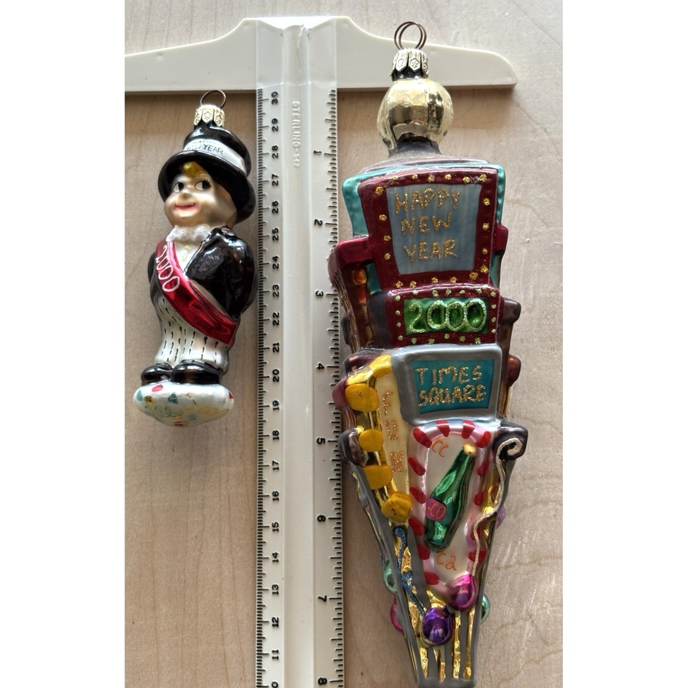Vtg Christopher Radko Ornament Millenium LOT of 2 Times Square Countdown Cutie